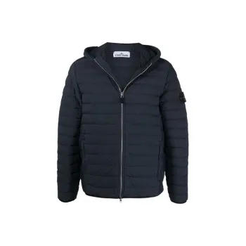 STONE ISLAND SS21 Solid Color Hooded Down Jacket Men's Dark Blue