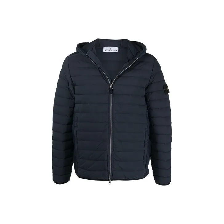 STONE ISLAND SS21 Solid Color Hooded Down Jacket Men's Dark Blue-0