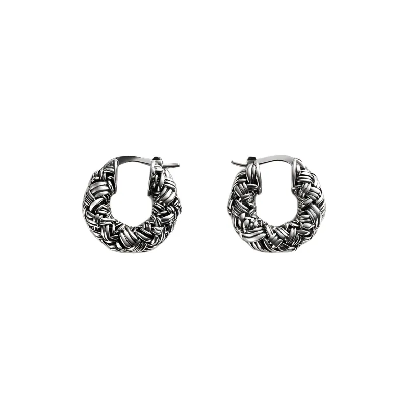 Bottega Veneta Intreccio Hoop Earrings-0