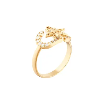 DIOR Faux Crystal Rings Women's Gold