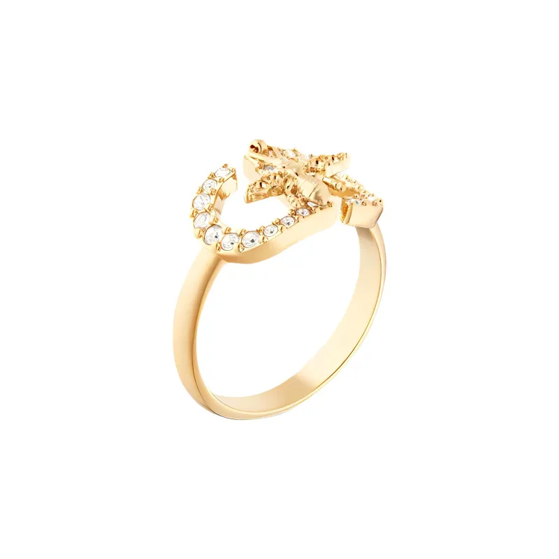 DIOR Faux Crystal Rings Women's Gold-0