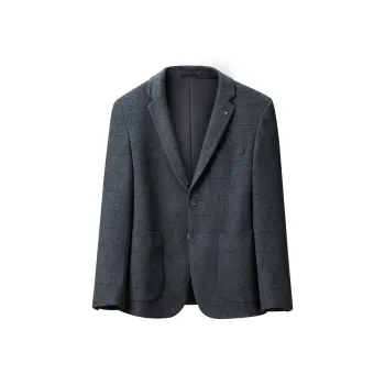 HLA Business Suits Men Blue Gray Plaid B5