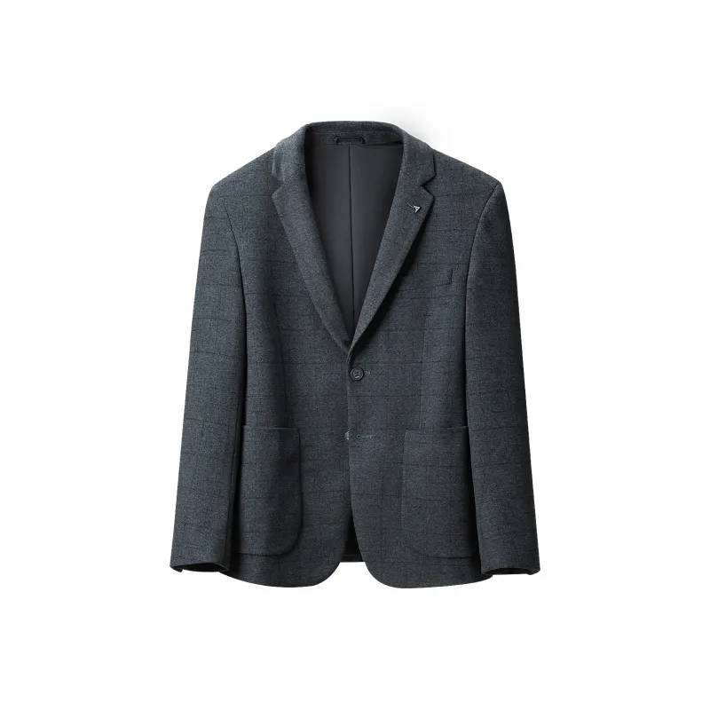 HLA Business Suits Men Blue Gray Plaid B5-0