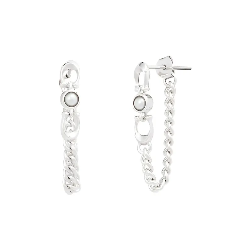COACH Pearl Earrings Women's Silver-0