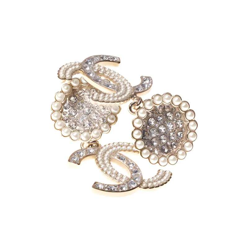 CHANEL Metal And Strass Earrings Glass Pearls-1
