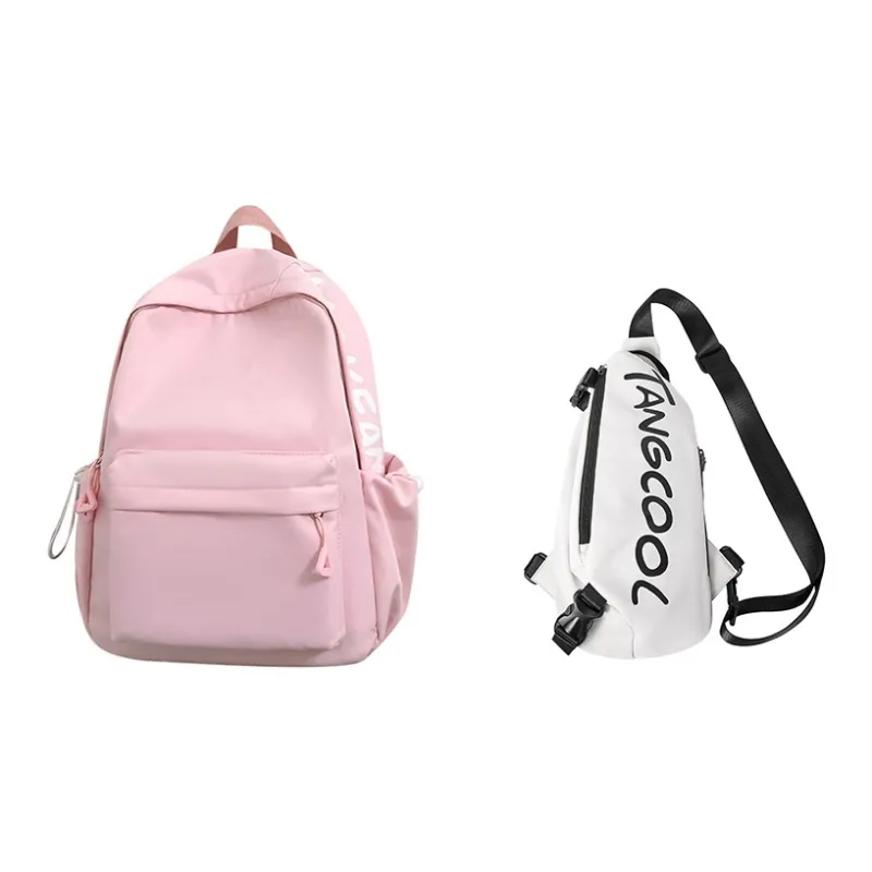 TANGCOOL Nylon Backpack Unisex White/Black/Pink/Blue/Yellow-37