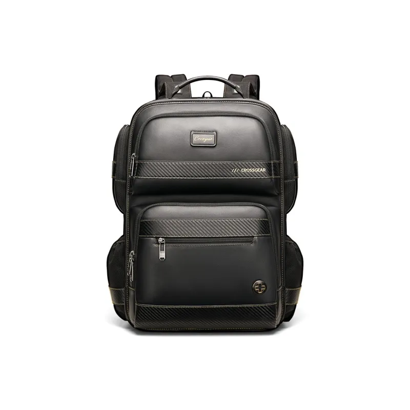 CROSSGEAR Nylon+Cow Leather Backpack Men's Black-0