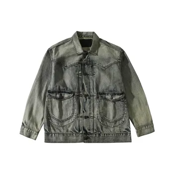 TEKABLU Denim Jackets Men Washed Blue