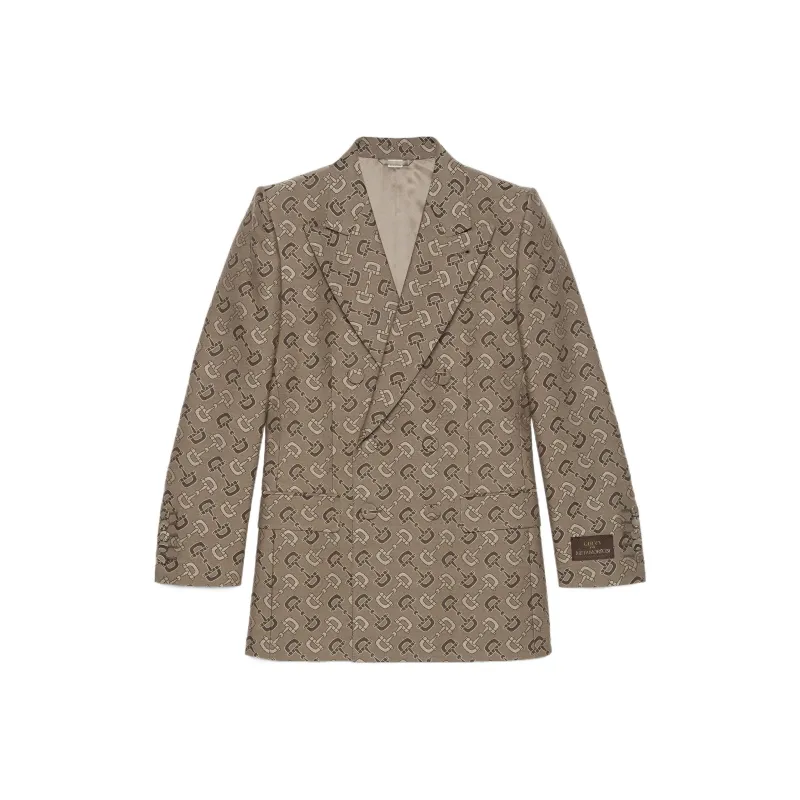 GUCCI Gg Pattern Double Breasted Jacket-0