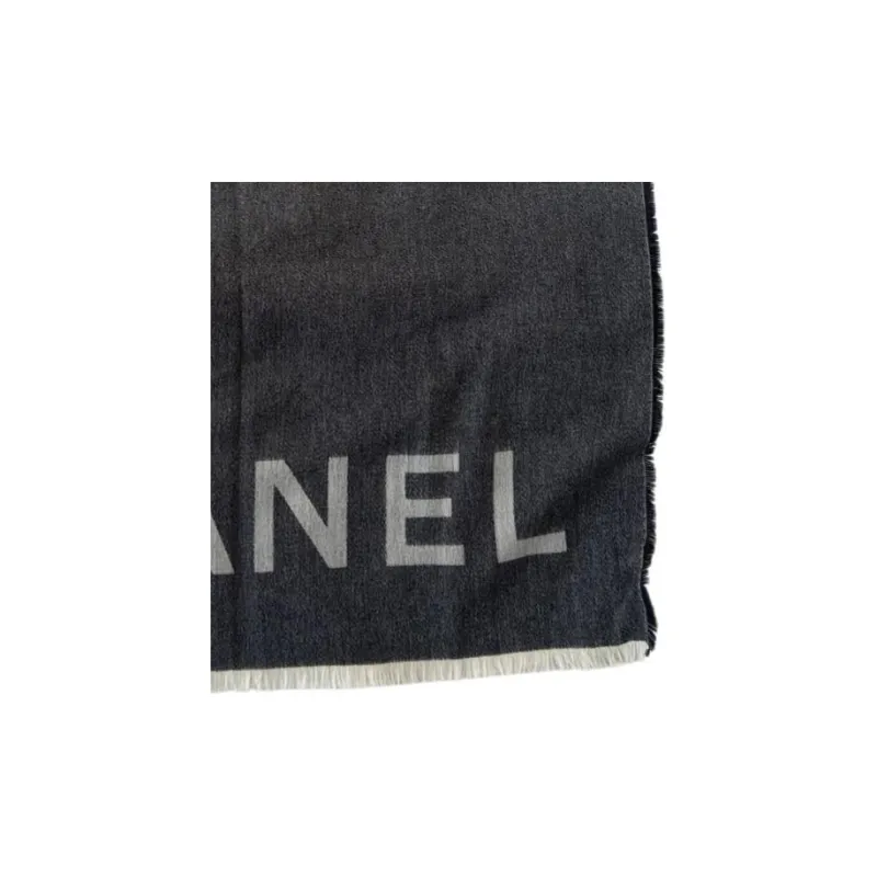 CHANEL Cashmere Knit Scarves Women's Black-2