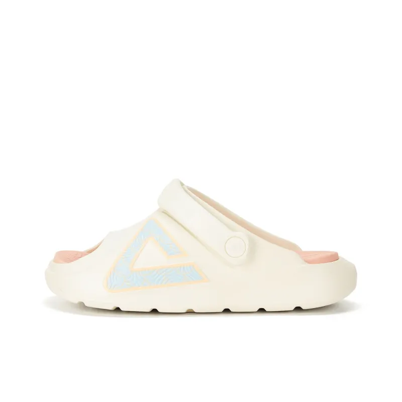 PEAK EVA Totem Graffiti Slip Resistant Odor Resistant Abrasion Resistant Slide Slippers Women's Super Light White Pink-0