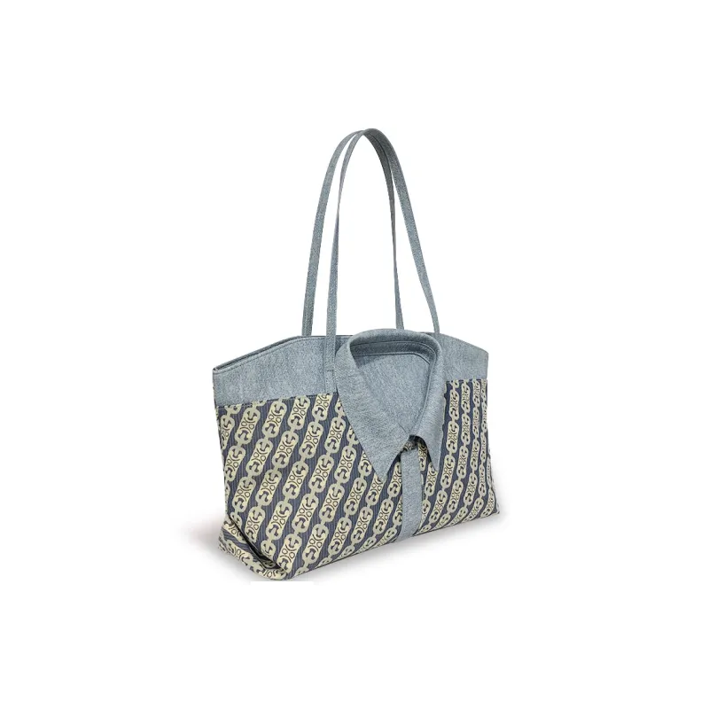 MACK JODAER Microfiber Synthetic Leather Tote Bag, Shoulder Bag Regular Women's Denim Blue-1