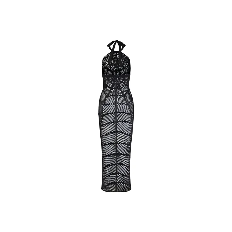 BALMAIN SS22 Sleeveless Dress Women's Black-1