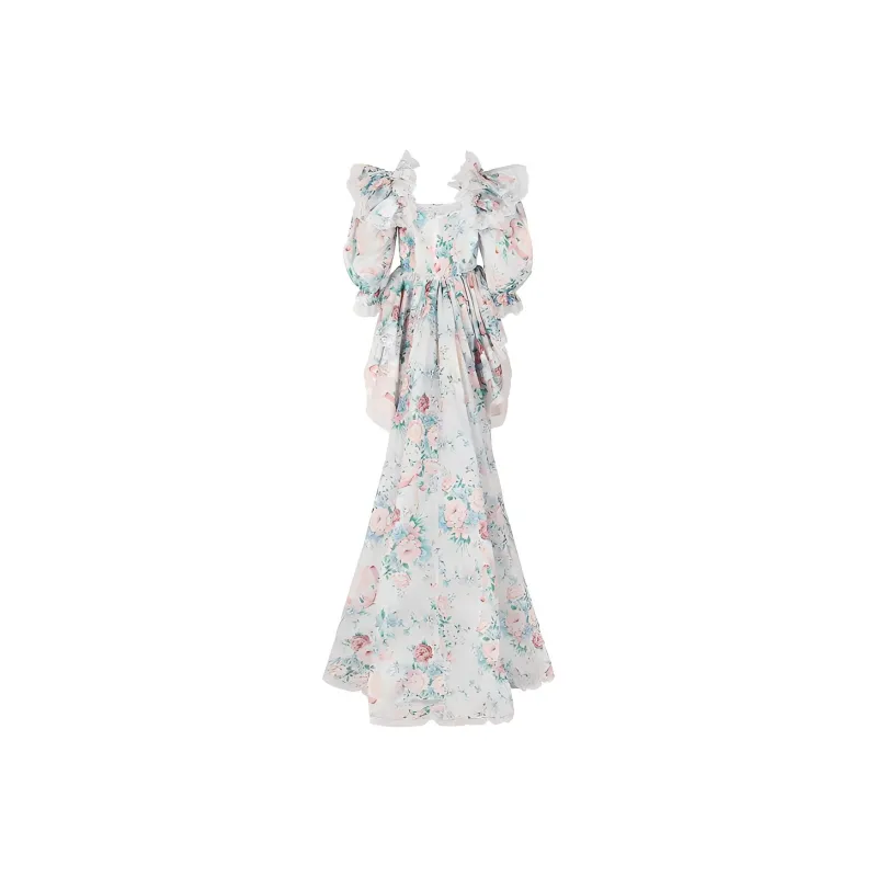 Selkie Long Sleeved Dresses Women's Floral Vine Rose-1