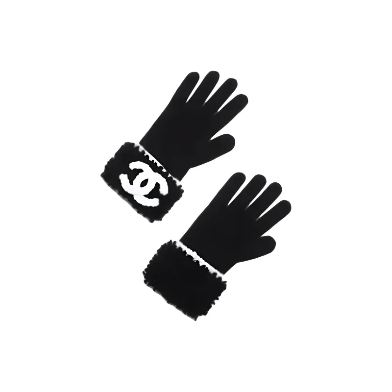 CHANEL - Knit Gloves Unisex Black-0