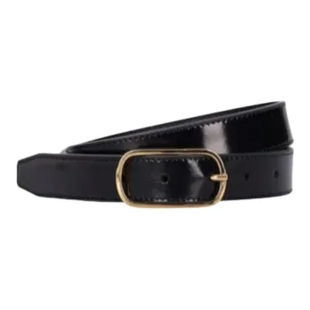 TOTEME Metal Leather Belts Unisex Black Width 2.5CM