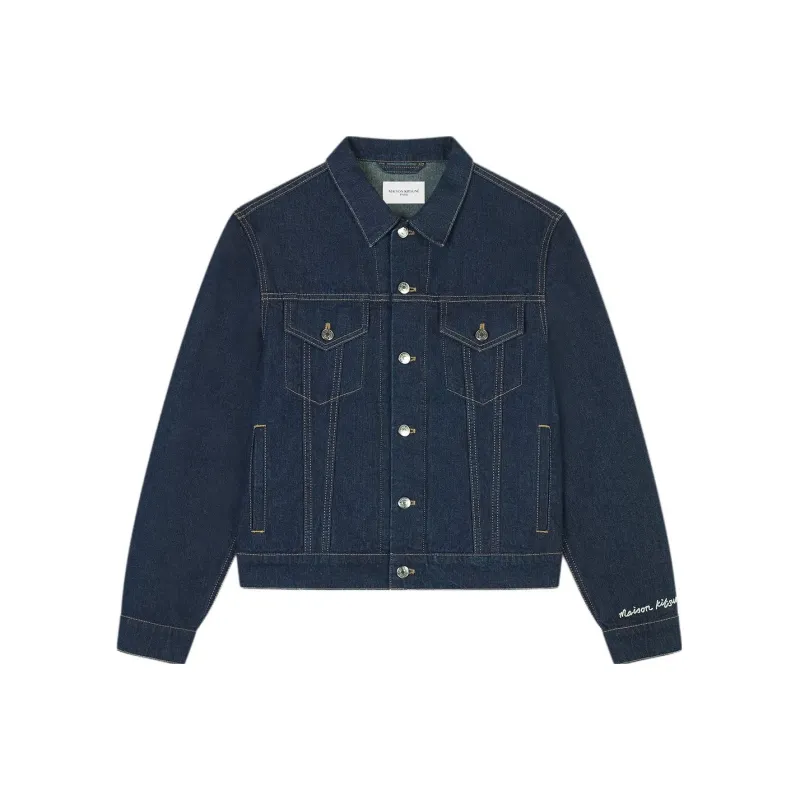 Maison Kitsune Logo embroidered Cotton Denim Jacket-0