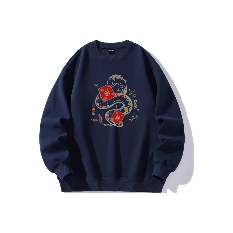 ZMOH Fleece Lined Crew Neck Sweatshirt Unisex-3
