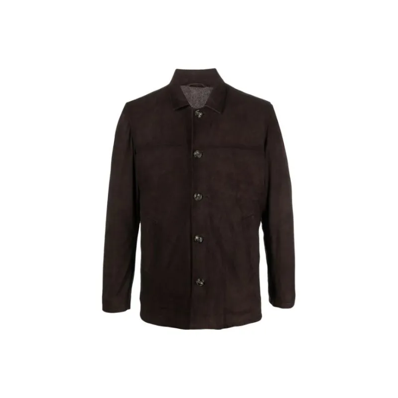 BARBA Leather Button-up Jacket-0