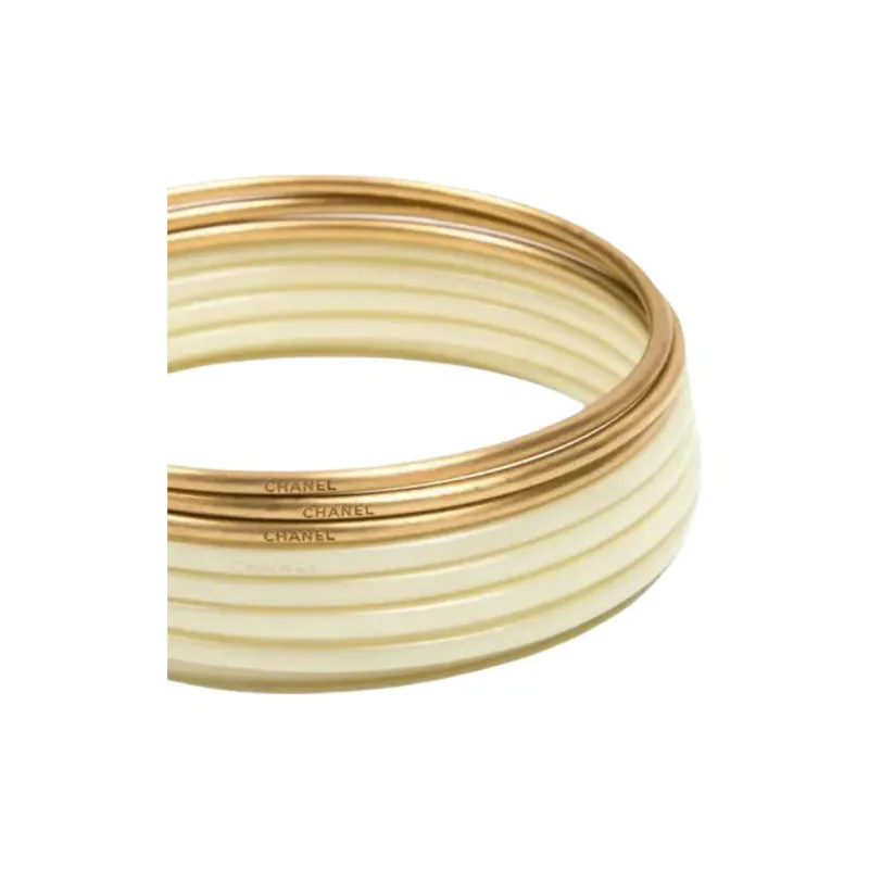 CHANEL 2010s Logo engraved Bangles Set-2