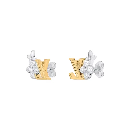 LOUIS VUITTON Metal Stud Earrings Women's Gold