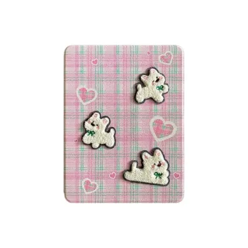 Sopi Acrylic Material, Pink Plaid Embroidery Puppy Compatible With IPad Air 4/Air 5/Mini 6/7 Tablet Protective Cases