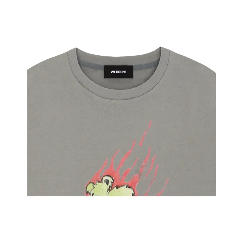 WE11DONE Run Flame Teddy Print T shirt-2