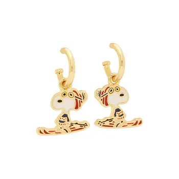 COACH Brass Enamel Cubic Zirconia Earrings Women's Gold