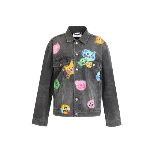 Valeria Obbaco Denim Jackets Unisex Dark Gray
