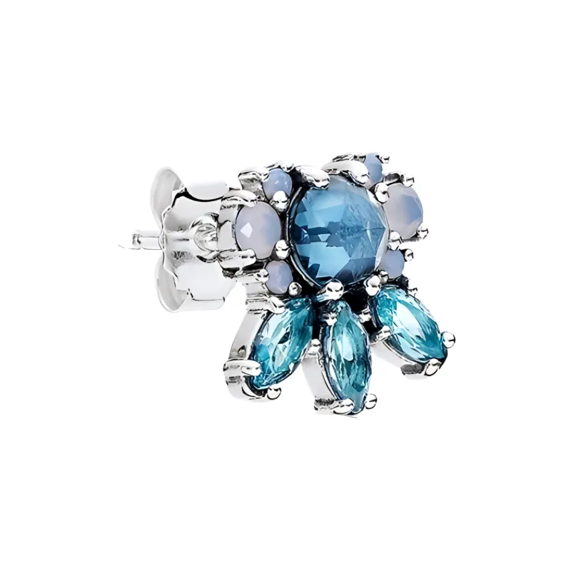 Pandora 925 Sterling Silver Stud Earrings Women's Blue-2