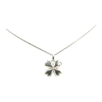 GUCCI 2000 2015 Sterling Silver Four Leaf Clover Pendant Necklace