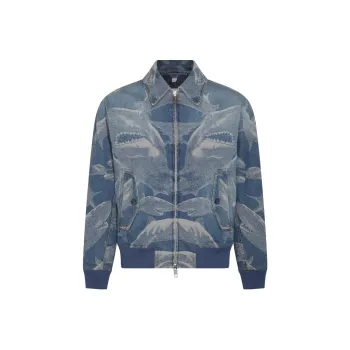 Burberry Shark print Denim Bomber Jacket