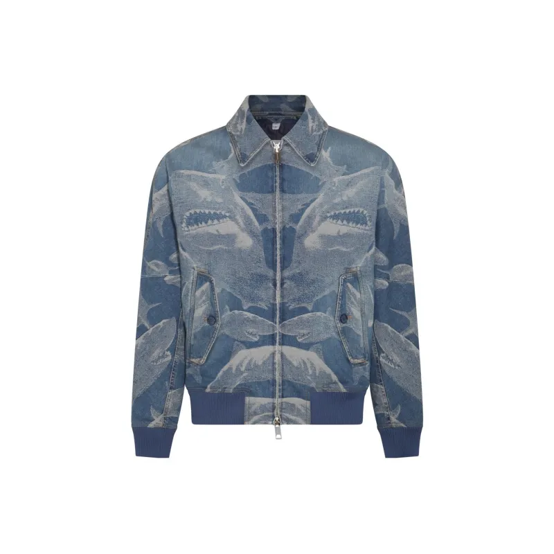 Burberry Shark print Denim Bomber Jacket-0