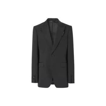 Burberry Satin Lapel Wool Tailored Jacket