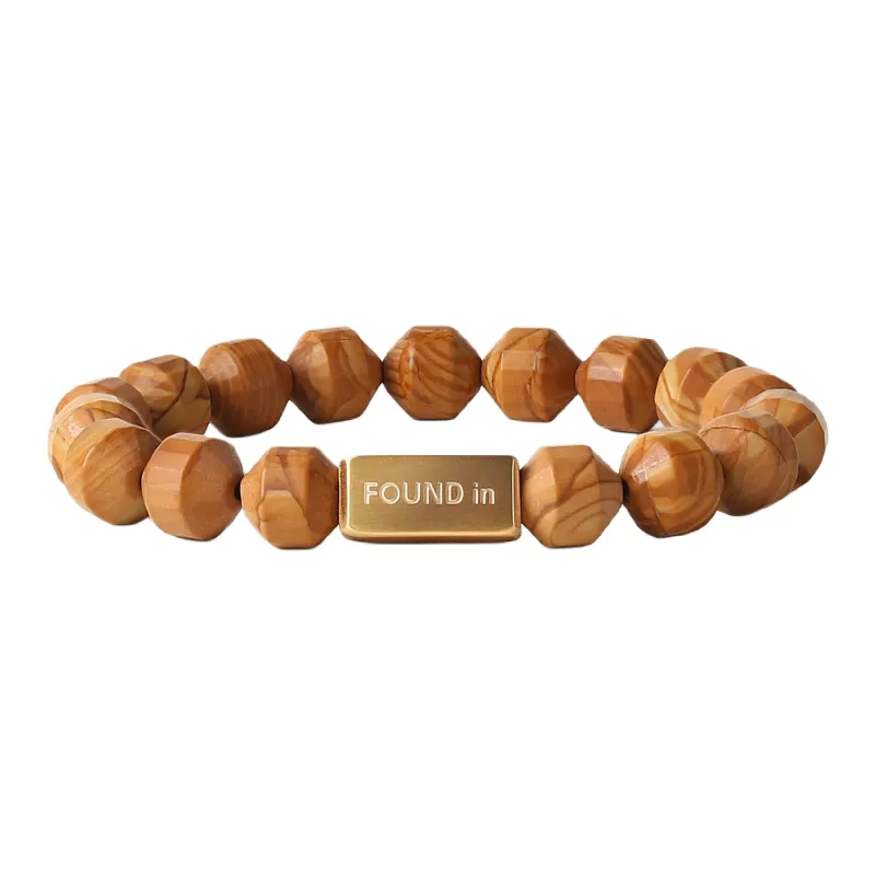 FOUNDIN Yellow Wood Grain Stone Bracelets Unisex-0
