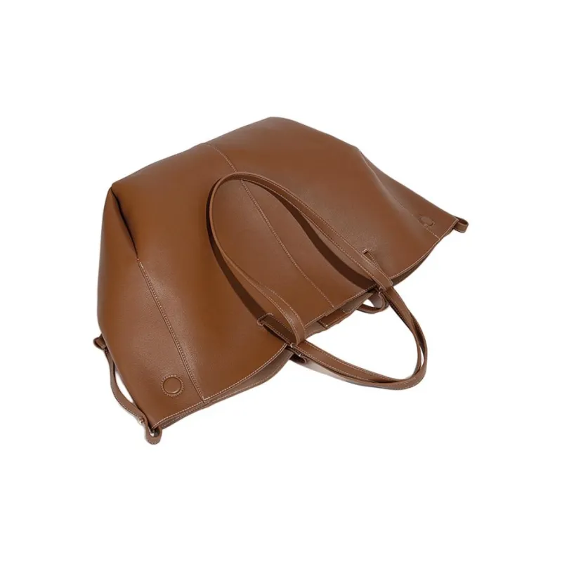 Vigno Synthetic Leather Shopping Bag, One Shoulder Handbag Women's Brown/Black/Elephant Gray-4