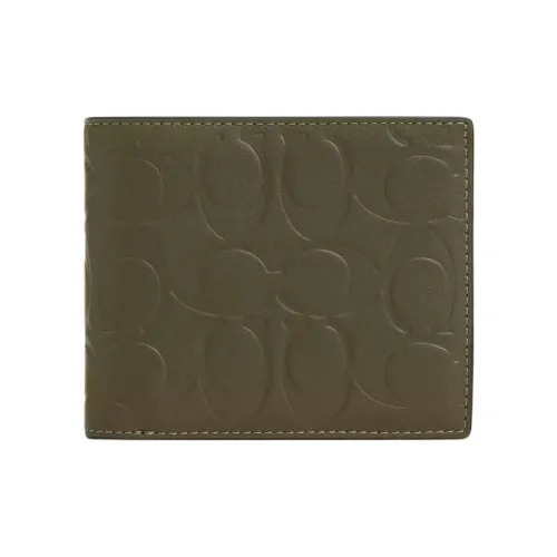 COACH 3 IN 1 Wallet Leather Wallet Mini Men's Olive Green