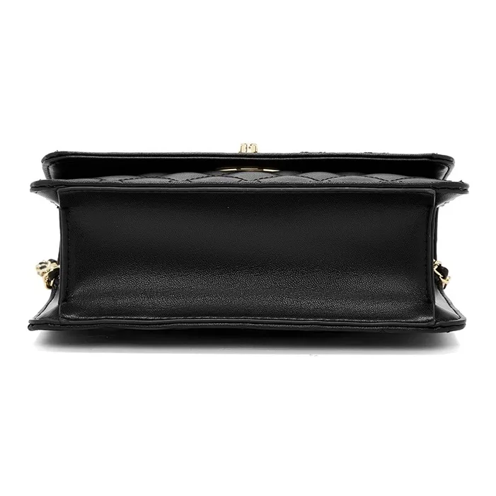 FOXER Split Cow Leather With Synthetic Leather Crossbody Bag Women's Black-2