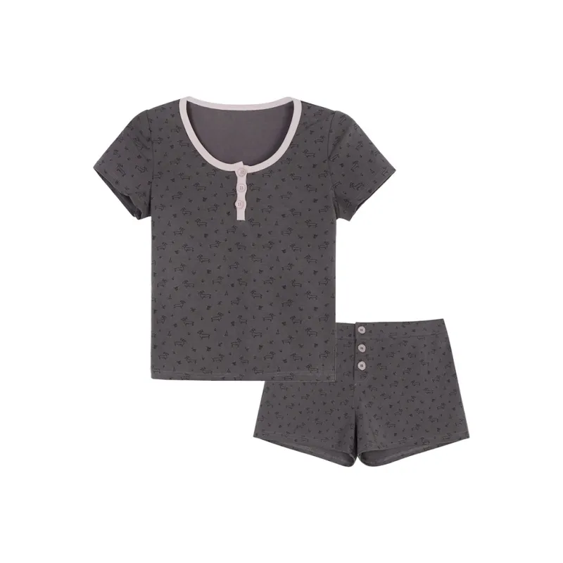 Xiang Ning Pai Pajama Set Women's Chocolate-0