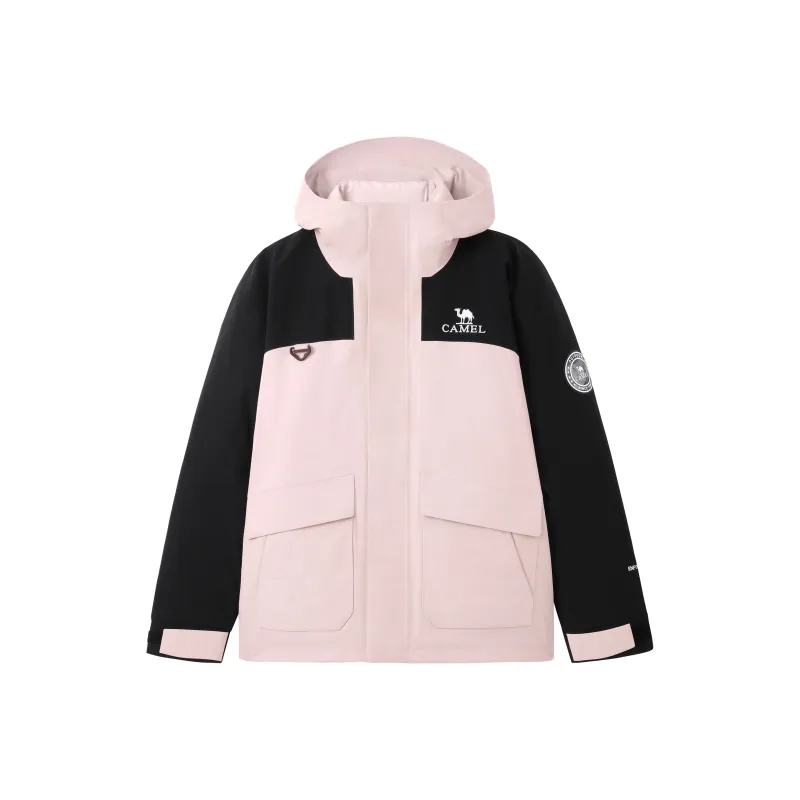 CAMEL Color Block Patchwork Outdoor Windproof And Rainproof 3D Effect Rubber Patch 3 in 1 Windbreaker Jacket Unisex-0