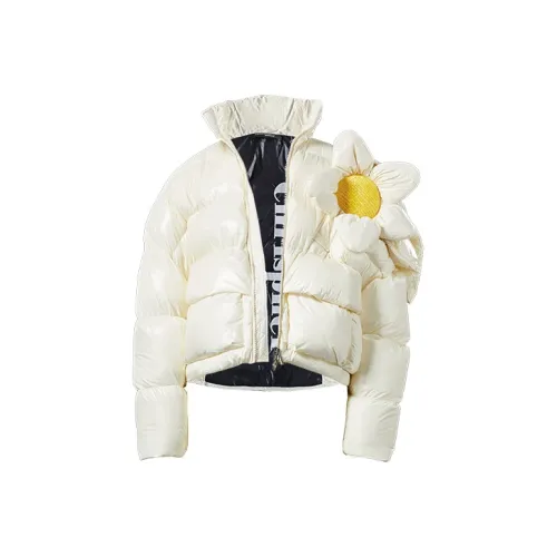 Christopher Raxxy Solid Color Hooded Loose Fit Thickened Cropped Down Jacket Unisex