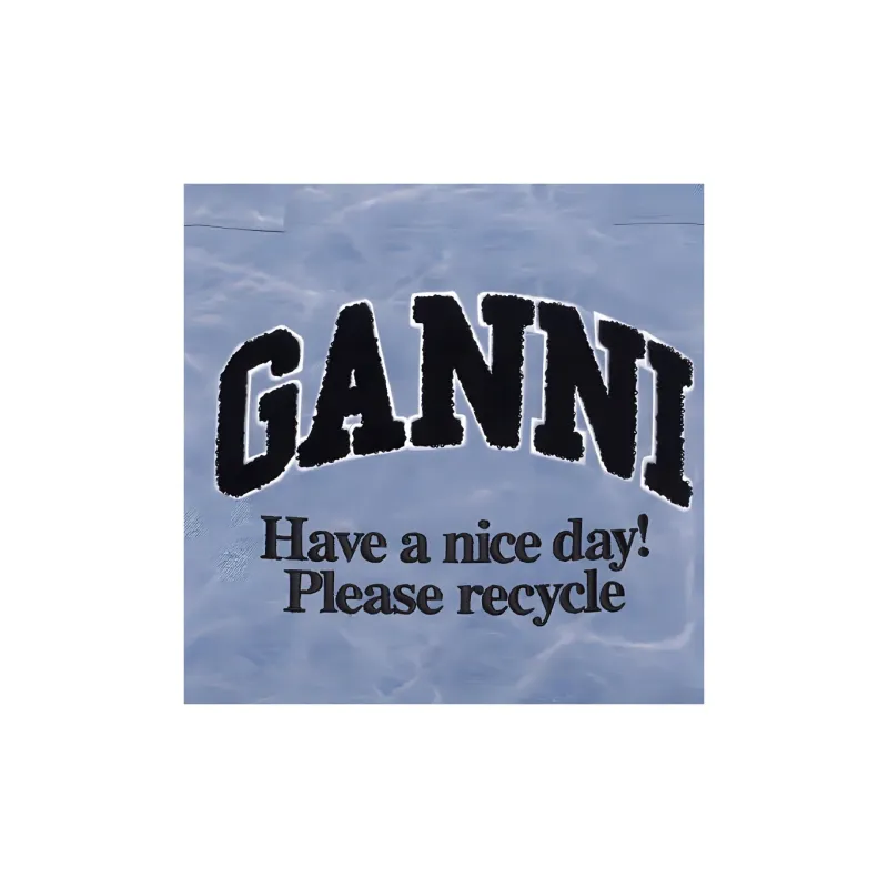 GANNI Canvas Tote Bag, Shopping Bag, Handbag, Shoulder Bag Large Size Women's Washable Blue-4