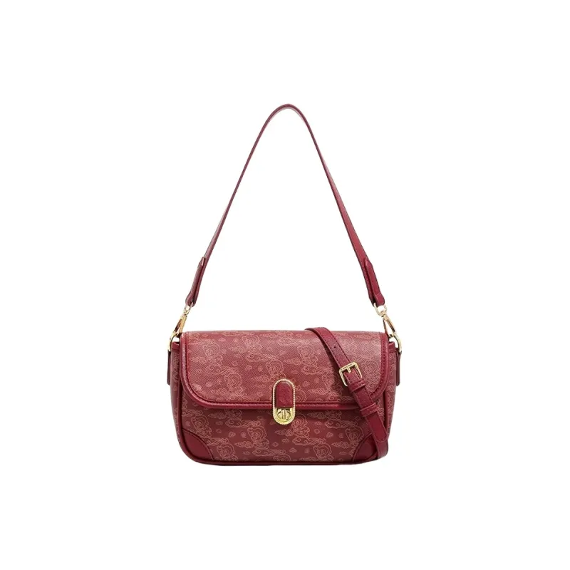 PESASRIE PVC Shoulder Bag Women's Burgundy-5