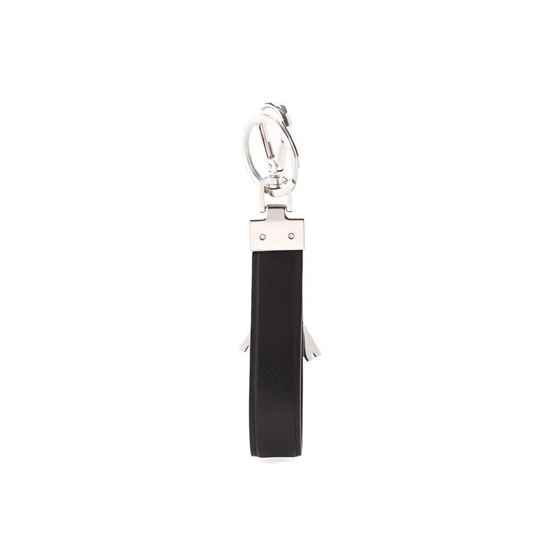 PRADA Triangle-logo Leather Keychain-1