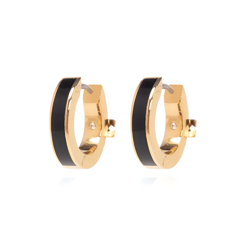 TORY BURCH Brass, Enamel, Crystal Earrings Women's Black-1