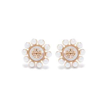 TORY BURCH Kira Flower Pearl Stud Earrings