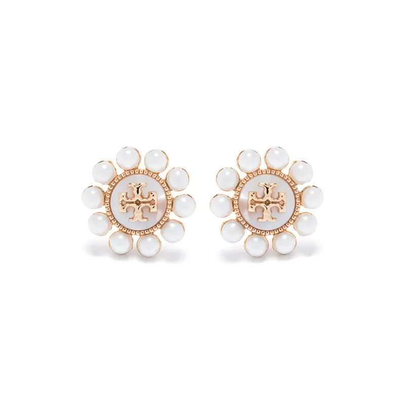 TORY BURCH Kira Flower Pearl Stud Earrings-0