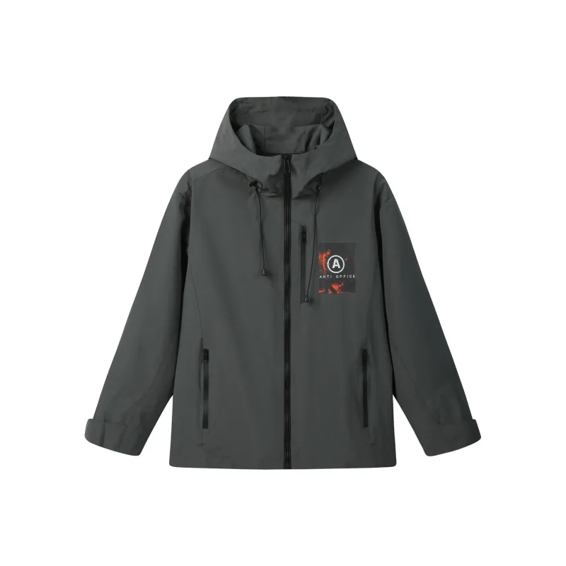 Antioffice Lace-Up Windproof Windbreaker Jacket Men's-14