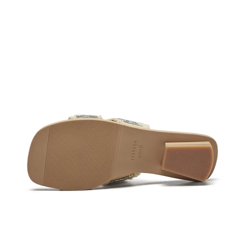 YEARCON Slide Slippers Women's Apricot, Light Blue-3