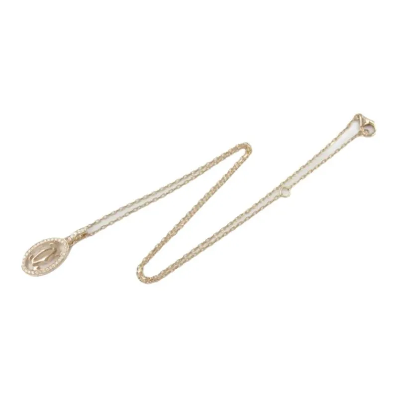 Cartier 2010s Pre owned 18kt Rose Gold Double C Diamond Pendant Necklace-5